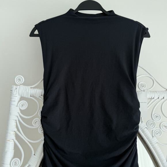 Abercrombie And Fitch Dress Small Tall Black Modal Blend Paloma Maxi Ruched - Picture 6 of 12